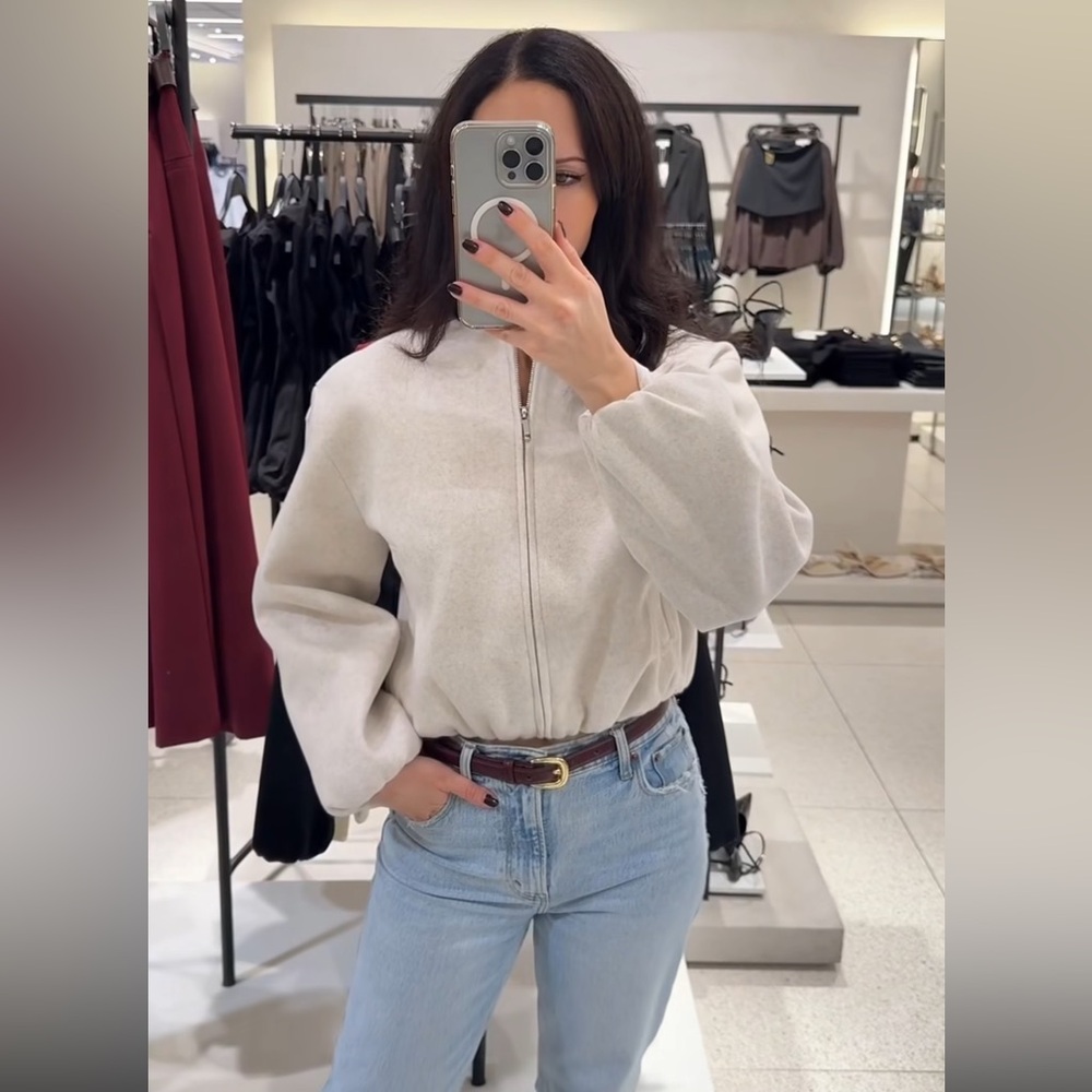 Zara Soft Bomber Jacket with Elastic waist - New - Picture 6 of 17